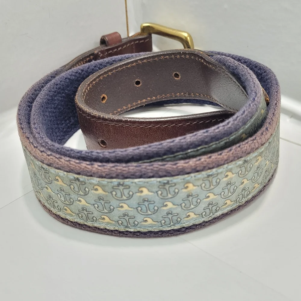 VINEYARD VINES GREEN RIBBON ANCHOR WAVES BELT BOYS SIZE 30